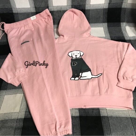 VS PINK sweatpants SET CHALK ROSE LIMITED EDITION & DOG LOGO XS BOTTOMS/SM TOP - Picture 2 of 13